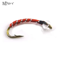 MNFT Moscas Midge cabezas latón dorado rojo marrón pesca con mosca