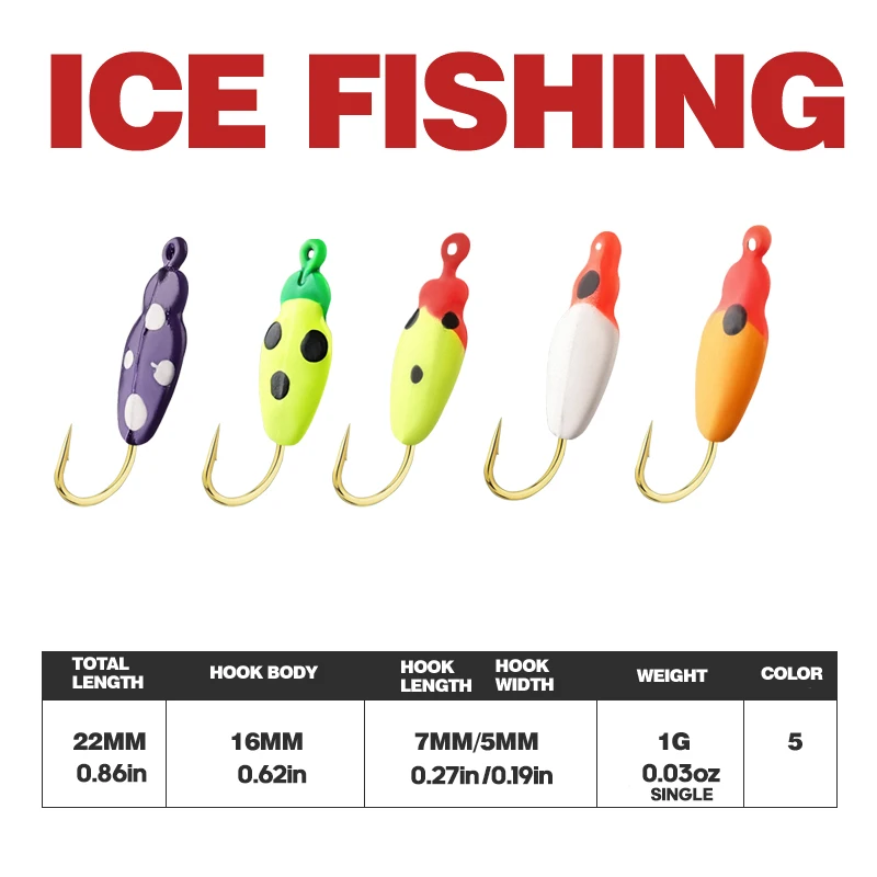 TAIYU Anzuelos pesca en hielo con cabeza de plomo y micro - imagen 4