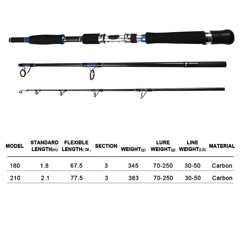 Caña de pescar spinning para barco agua salada arrastre y jigging - imagen 2