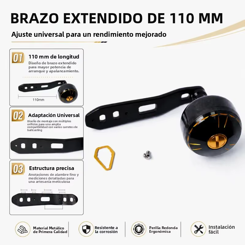 Manivela de repuesto para carrete baitcasting con pomo de carbono - imagen 5
