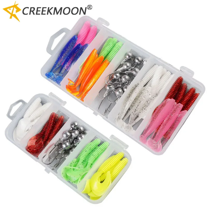 Kit de anzuelos jig head con cebo blando para carpa y lucio