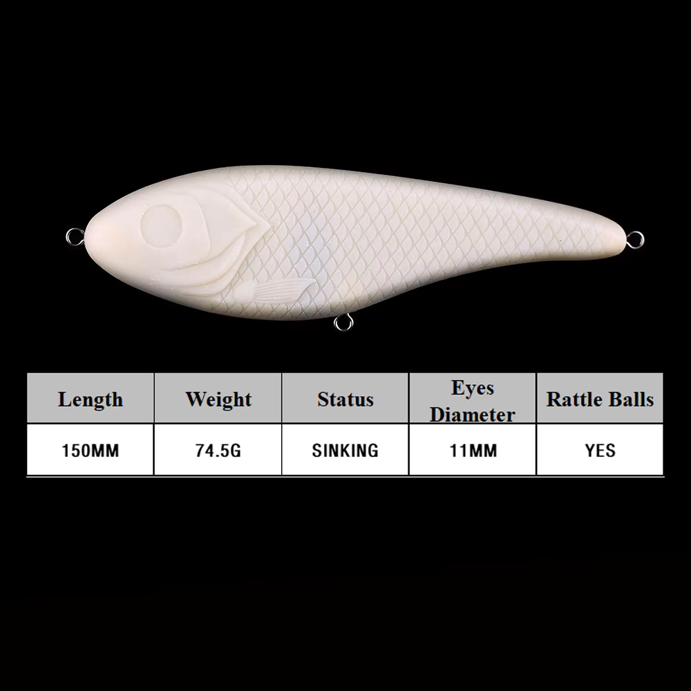 Chan'sHuang Jerkbait en blanco sin pintar señuelo de pesca artesanal - imagen 3