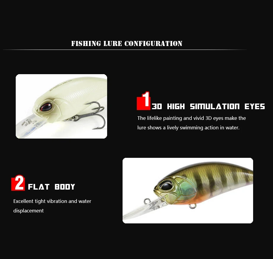 Señuelo crankbait en posición de nado