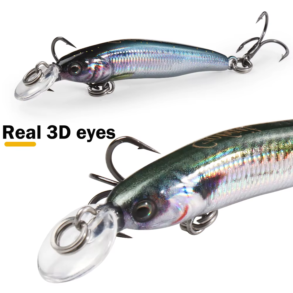 Señuelo Minnow con Ojos 3D y Anzuelos Triples para Lubina y Trucha - imagen 5