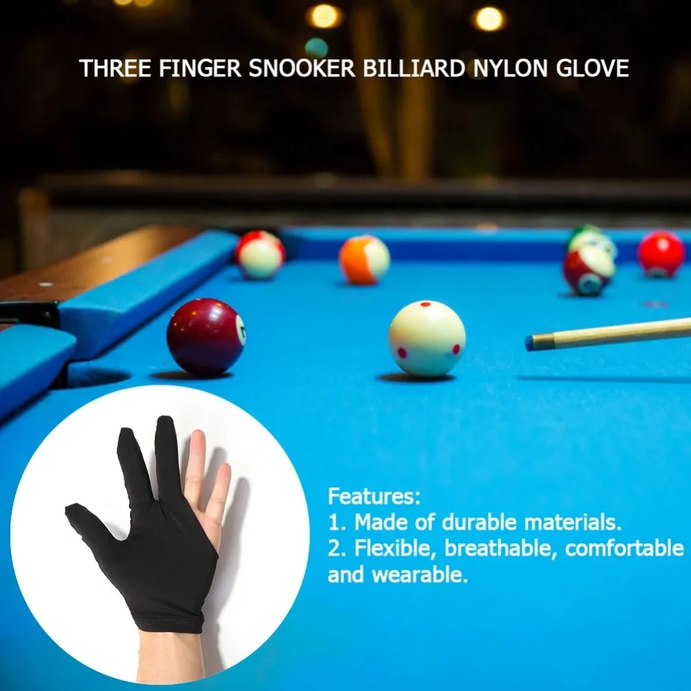 Guantes antideslizantes de billar negros, ligeros y transpirables
