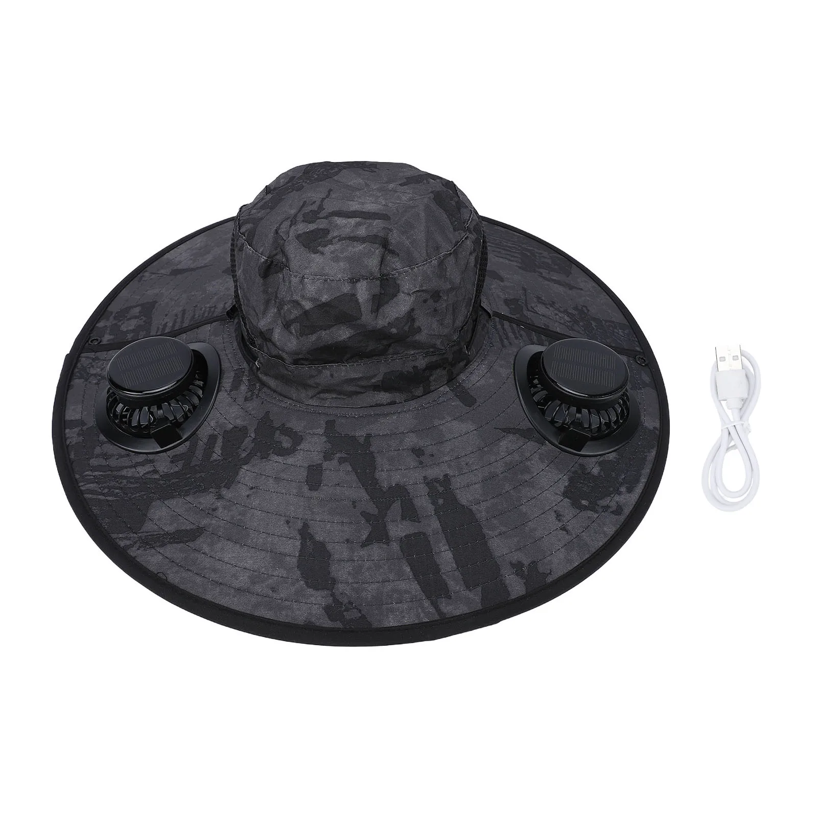 Sombrero ventilador solar camuflaje ala ancha para pesca gris - imagen 2