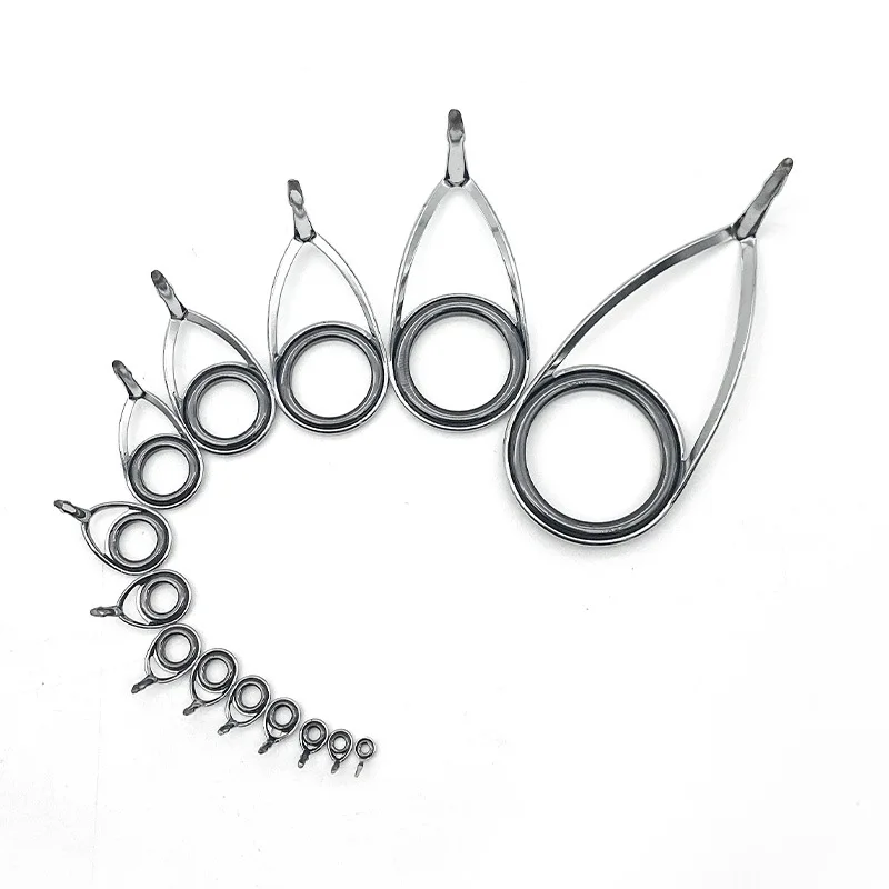 Kit completo de anillas para caña de pescar en acero inoxidable y cerámica negra
