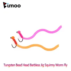 Bimoo Jig Head Tungsteno para Trucha - Jig Squirmy Worm Barbless Fly