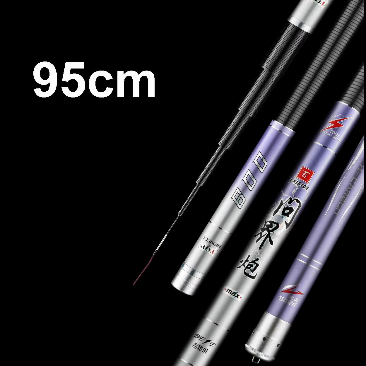 ZZ348B Caña de pescar telescópica plegable 8-13 m carbono, 3 puntas