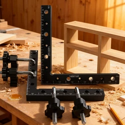 Sujetaesquinas de ángulo recto ajustable de aluminio con G-clamp