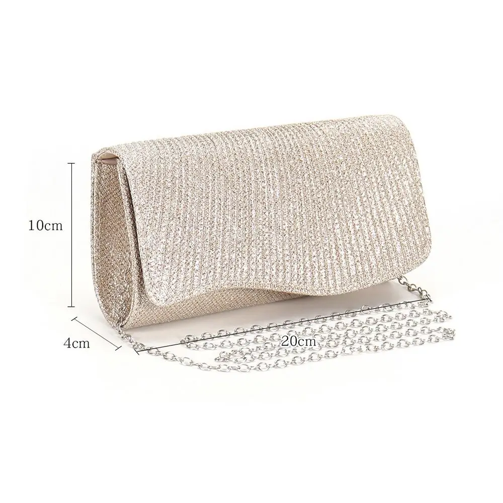 Bolso de sobre plateado con cadena brillante para fiesta y boda - imagen 2