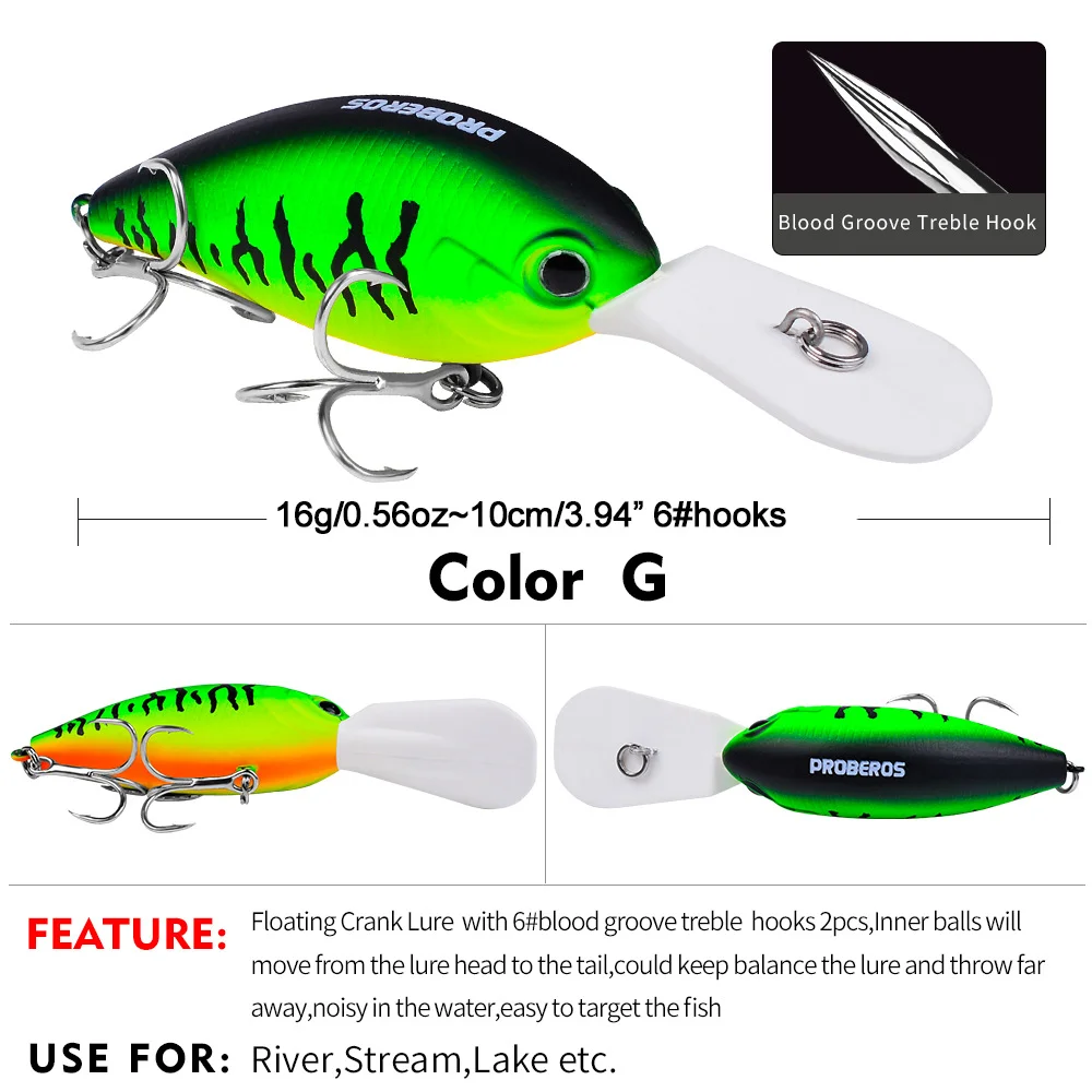 Detalle del crankbait de perfil, mostrando el acción de nado
