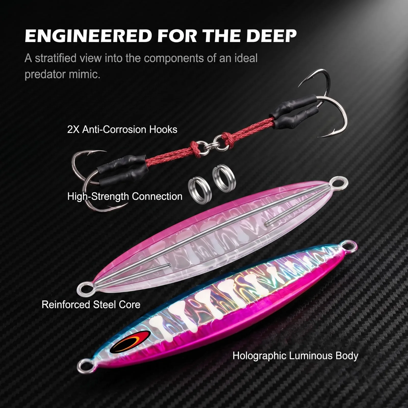 Goture jig de caída lenta UV Luminoso para pesca en alta mar