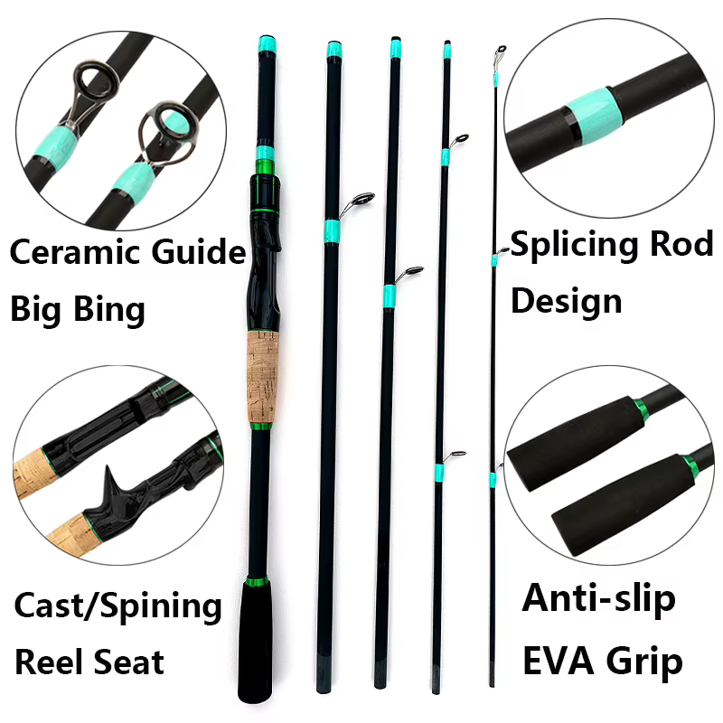 Caña Baitcasting Fibra de Carbono Ligera Profesional – 1,8-2,1m - imagen 3
