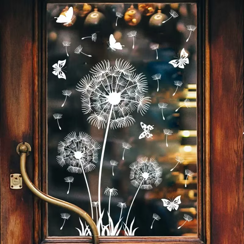 Vinilo decorativo estático de mariposas y diente de león para pared - imagen 2