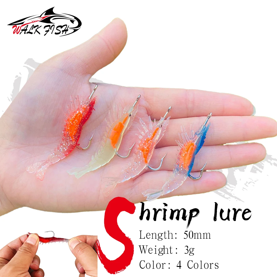 WALK FISH Cebo camarón biomimético con anzuelo para pesca marina - imagen 4