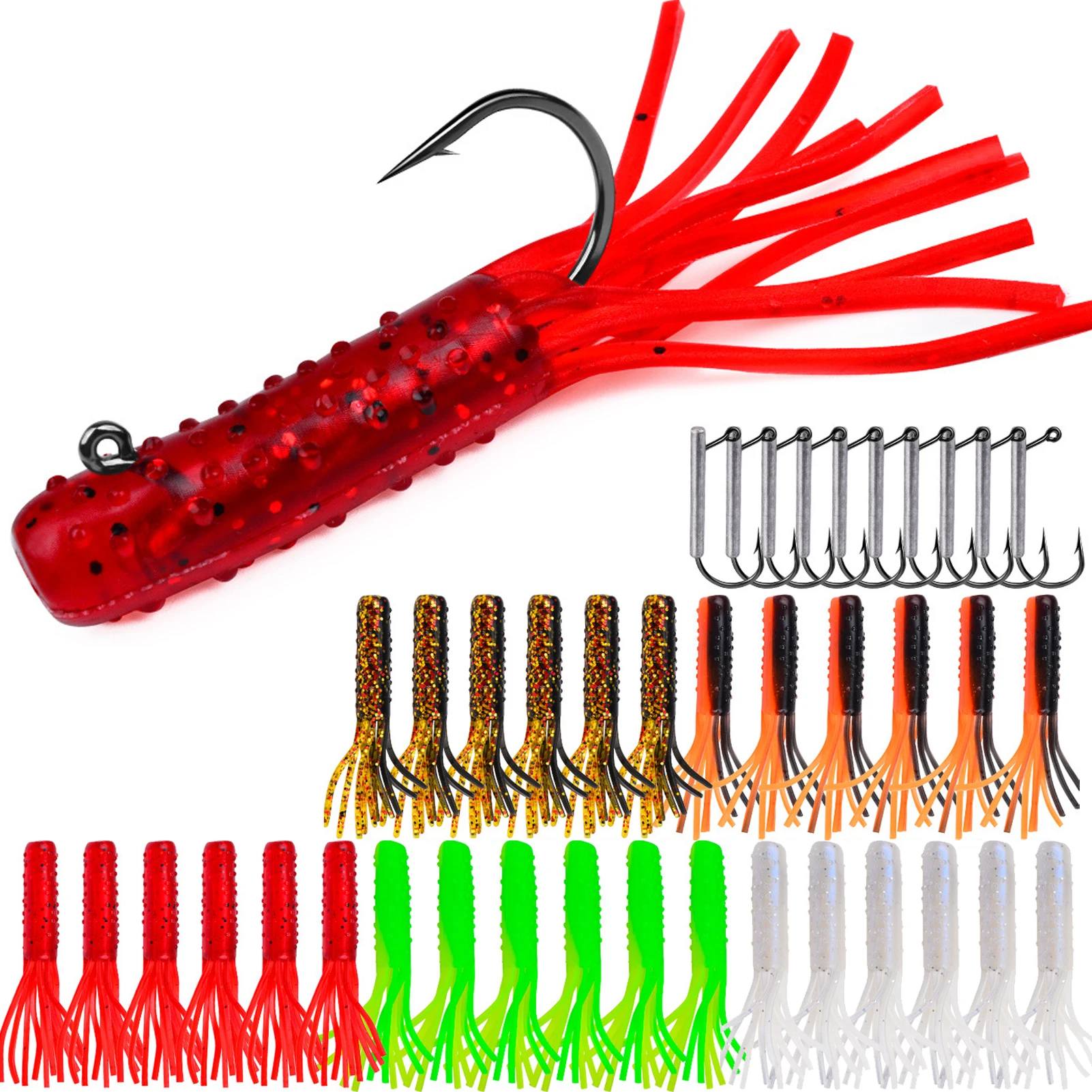 Free Fisher señuelos de tubo con anzuelos jig – gusano blando - imagen 4