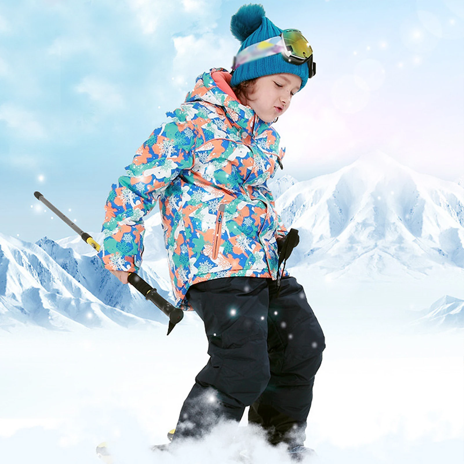 Traje de nieve infantil impermeable con forro polar cálido - imagen 2