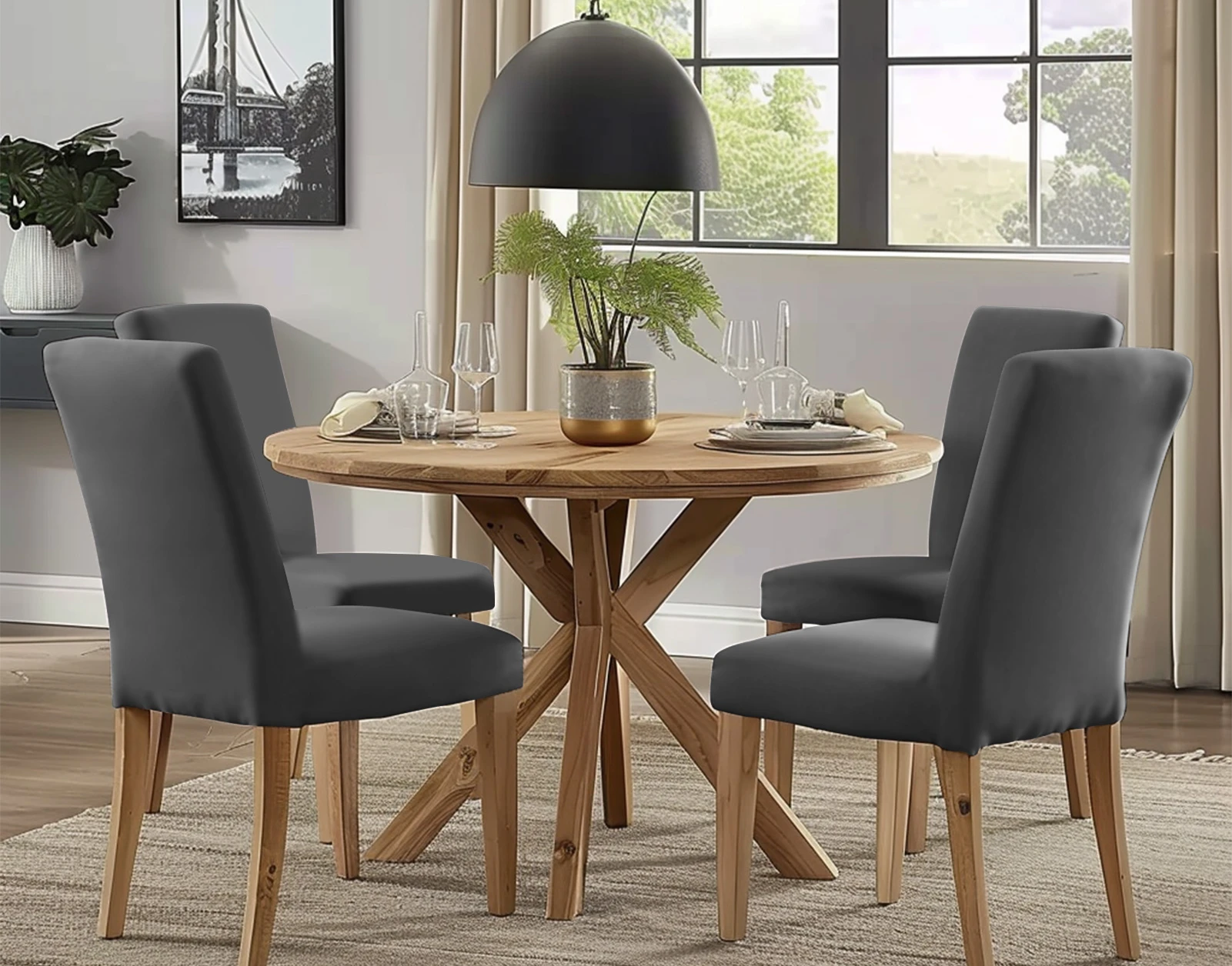Juego de 4 fundas elásticas para sillas de comedor
