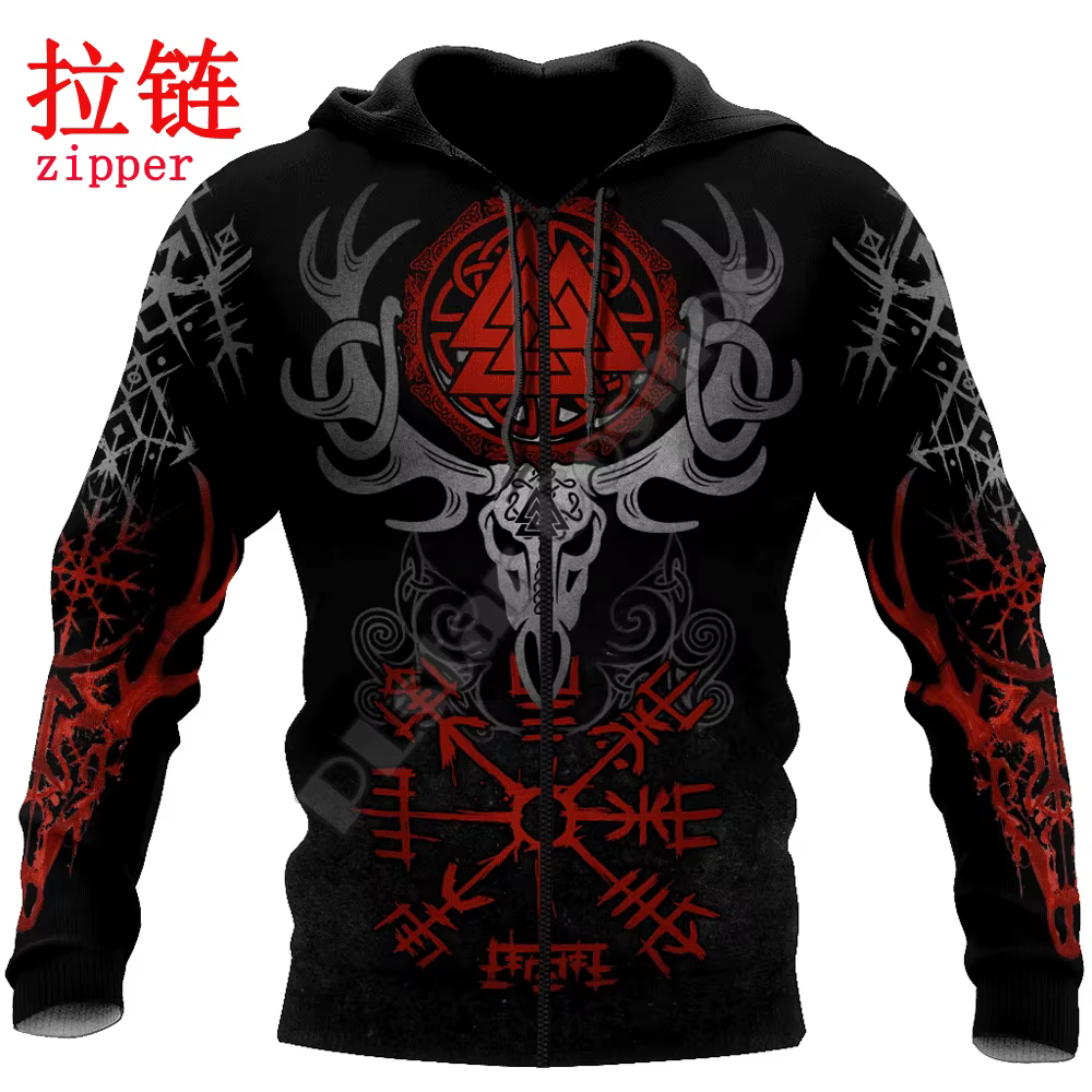 KJ905 Sudadera de pesca con capucha y cremallera — estampado 3D - imagen 4