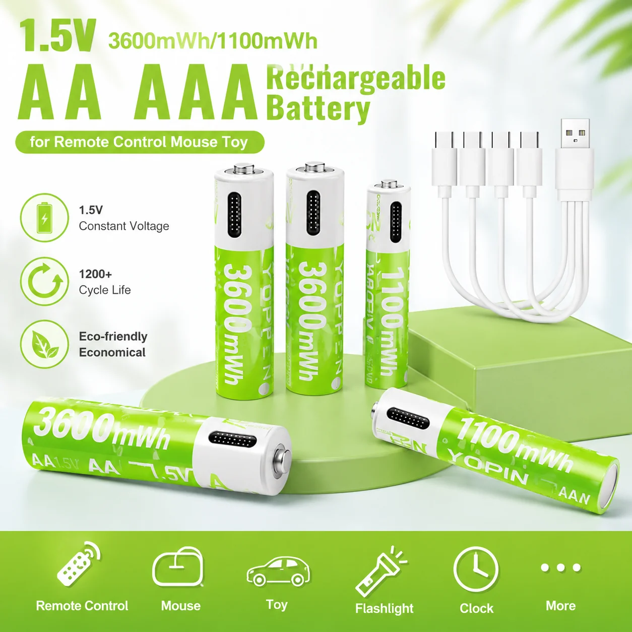 Batería recargable USB-C de litio para control remoto y juguetes - imagen 2