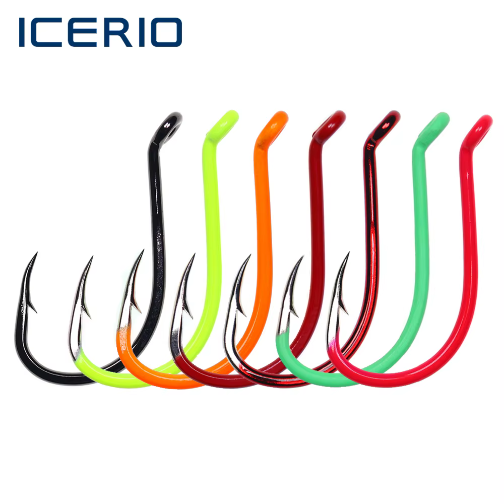 ICERIO anzuelos para pulpo acero carbono punto verde fluorescente