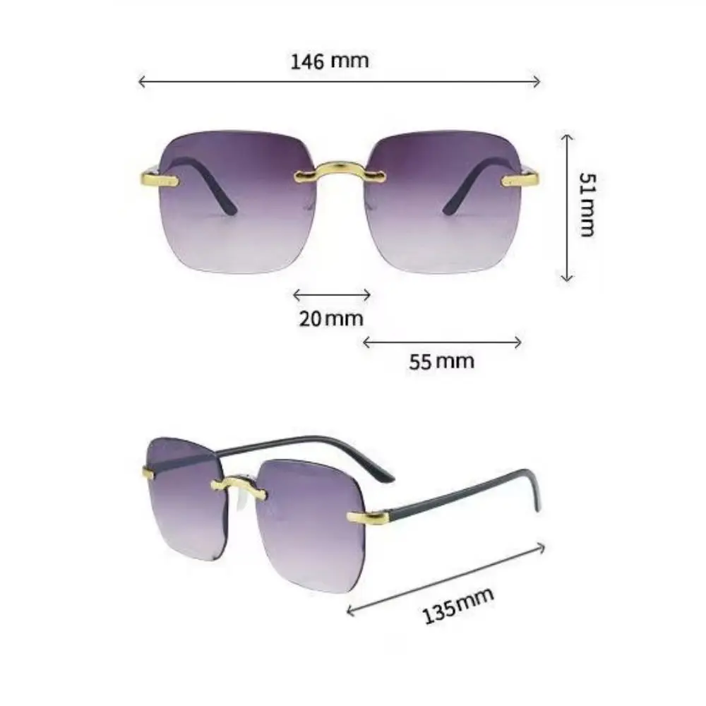 Gafas de sol cuadradas rojas sin montura, set de 3 pares