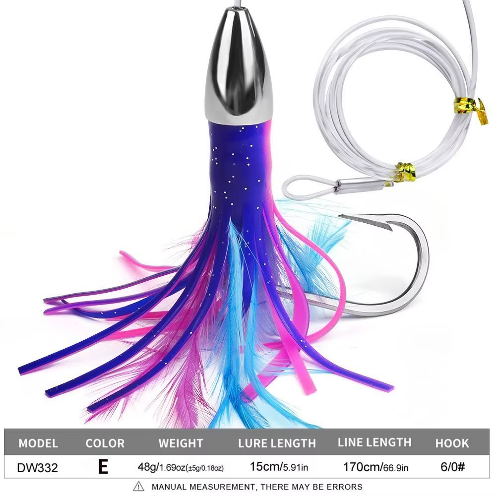 Falda Luminosa Pulpo Silicona – Señuelo Curricán Atún Púrpura - imagen 4
