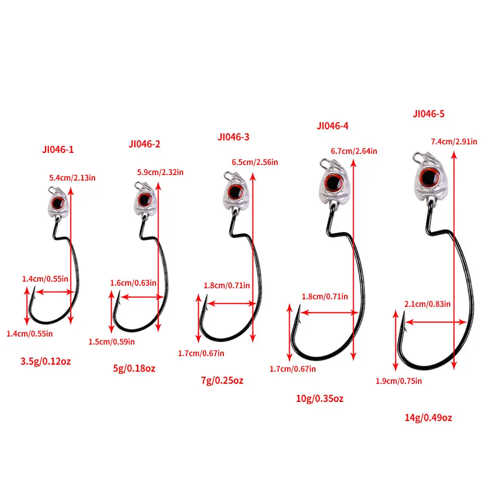 Jig Head con ojo 3D para vinilo: anzuelos de cebo blando