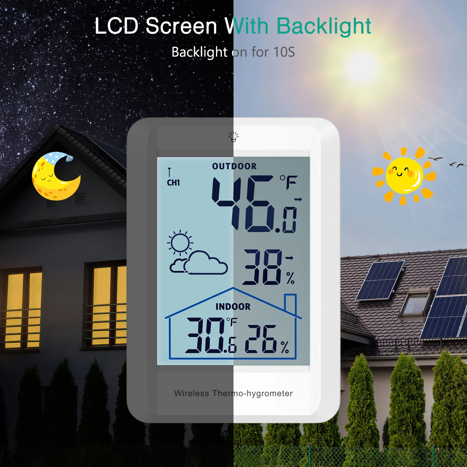 Sensor exterior colocado en jardín