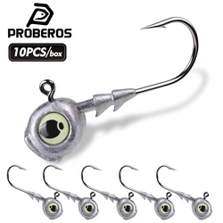 Jig Head Luminosos 3D Proberos – Anzuelos con Púas para Lubina en Agua Salada