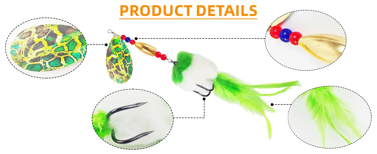Spinnerbait de metal con plumas