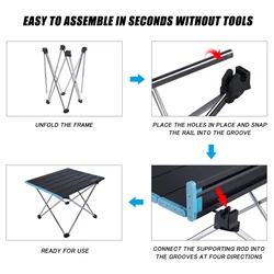 Mesa plegable de aluminio para camping y pesca deportiva