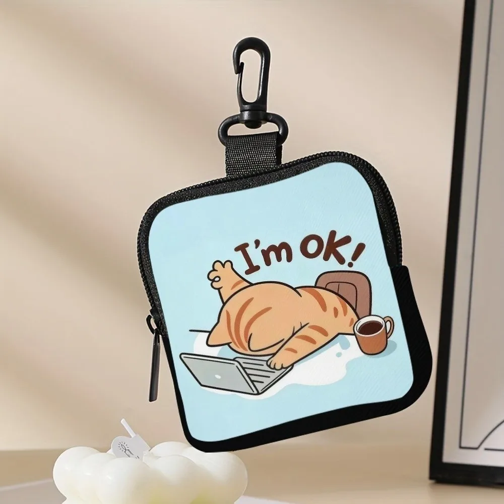 Monedero mini gato impermeable con cremallera PVC