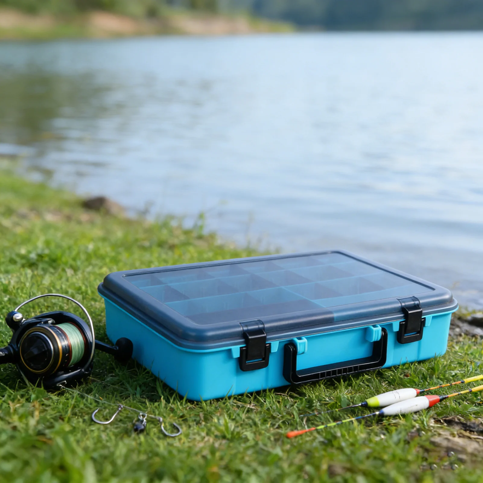 Caja de pesca portátil gran capacidad con doble capa