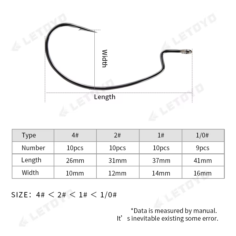 Anzuelos Jig Head LETOYO offset alto carbono – Acero níquel negro para vinilo - imagen 2