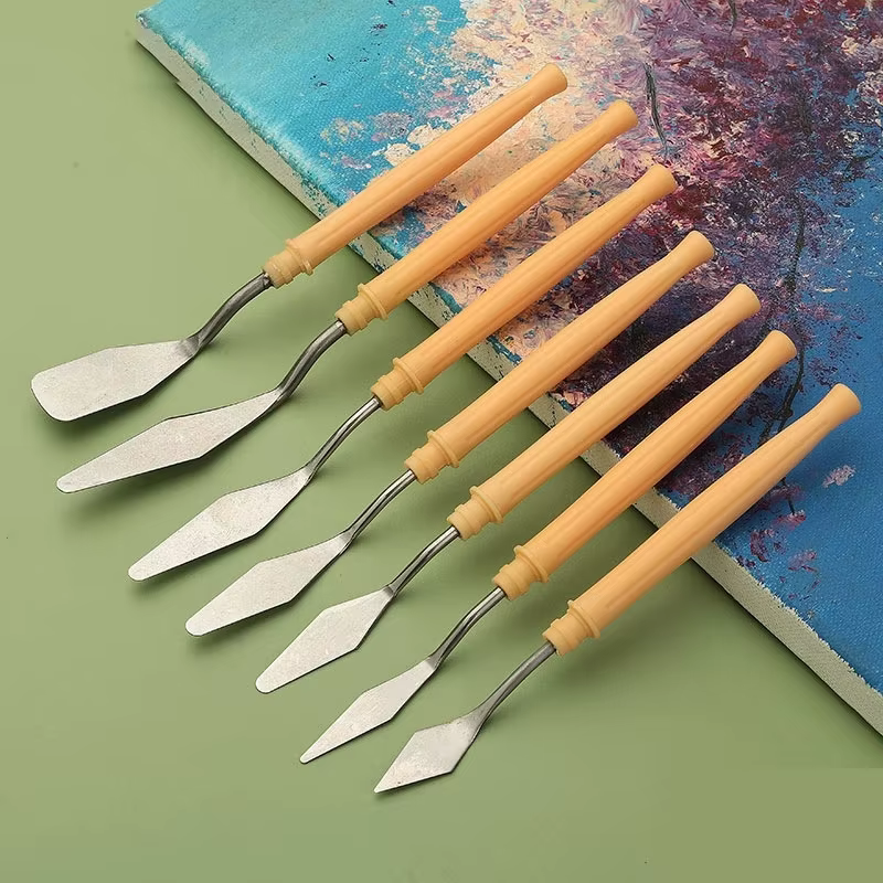 Raspadores y paleta de cuchillos al óleo – 7 piezas para mezcla - imagen 4