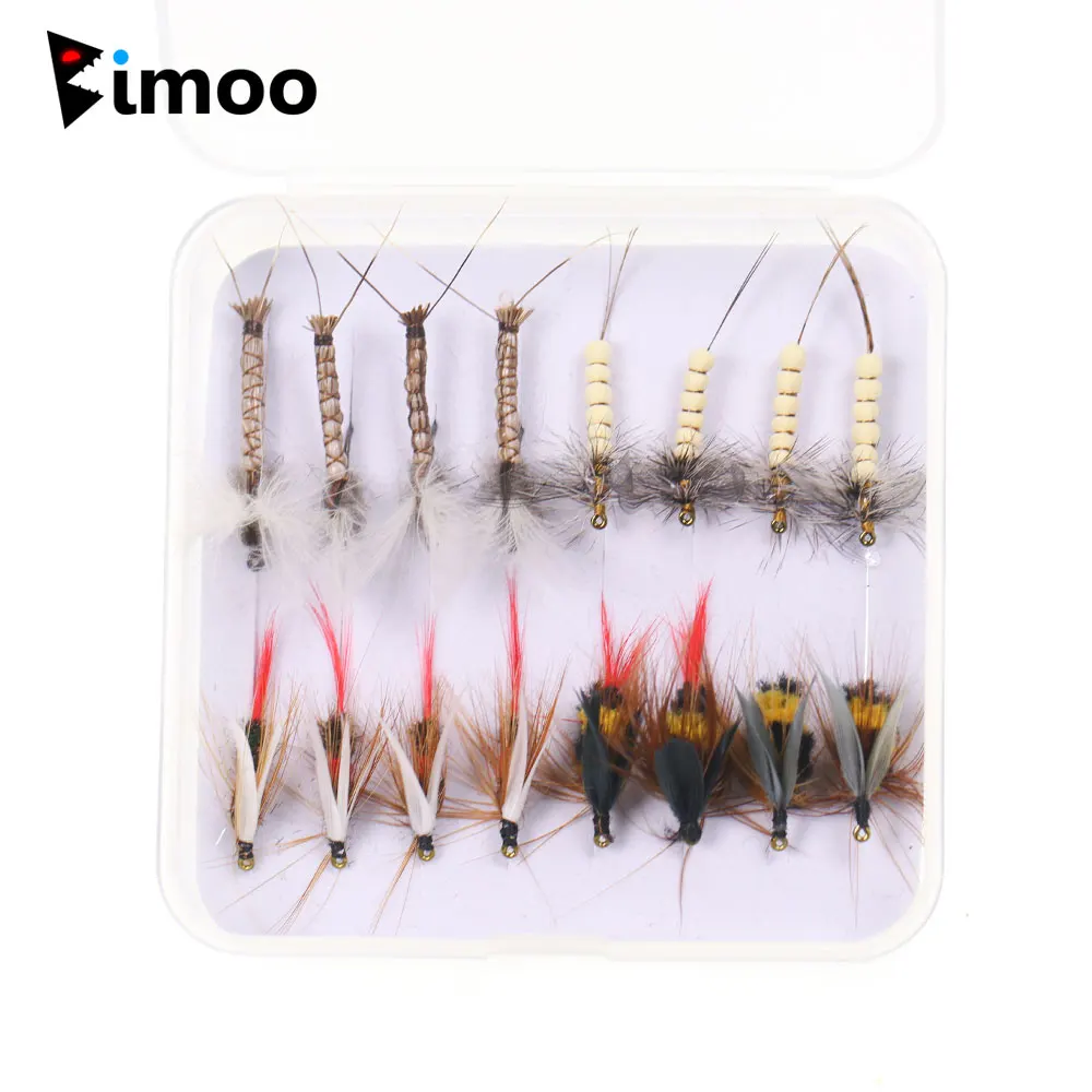 Surtido de moscas secas Bimoo con caja protectora