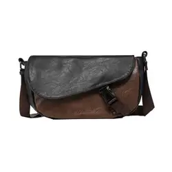 Bandolera vintage de hombre en piel sintética color block