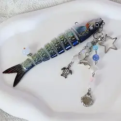 Llavero pez articulado con anzuelo para cebo de pesca