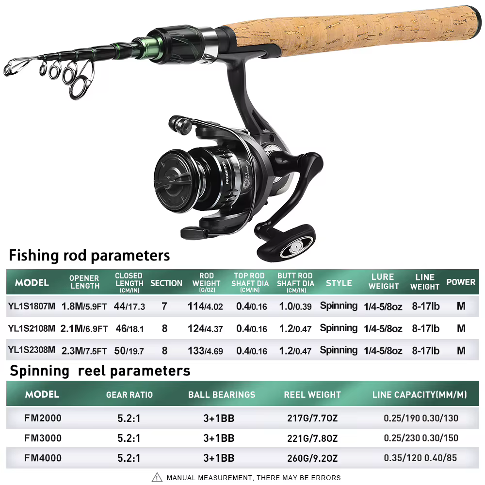 Proberos Combo Caña Telescópica Carbono 1.8-2.3m Carrete Lubina Mar