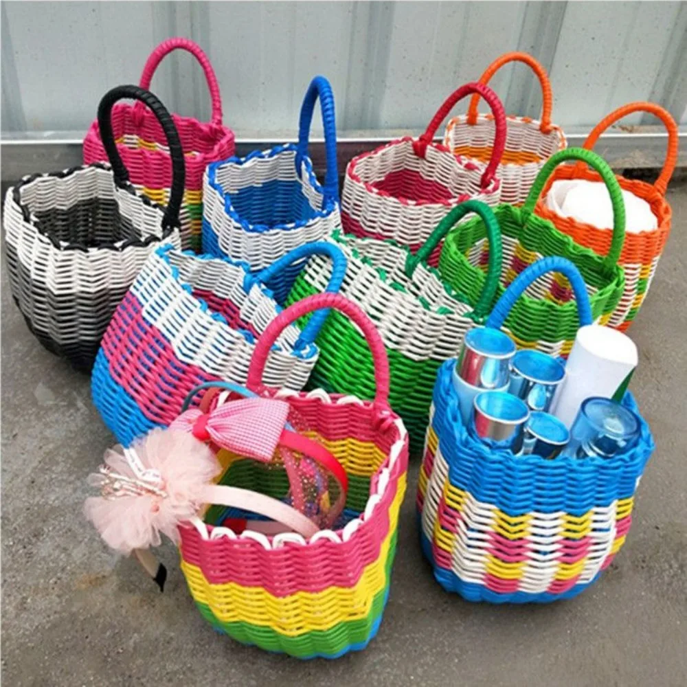 Cesta de mimbre tejida a mano de almacenamiento para picnic jardín
