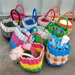 Cesta de mimbre tejida a mano de almacenamiento para picnic jardín