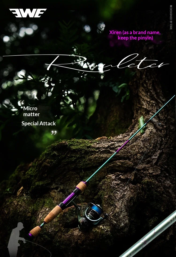 Caña EWE Micro Lure Rod en acción de lanzamiento