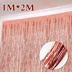 Cortina de Flecos Metálicos oro rosa para puerta y eventos