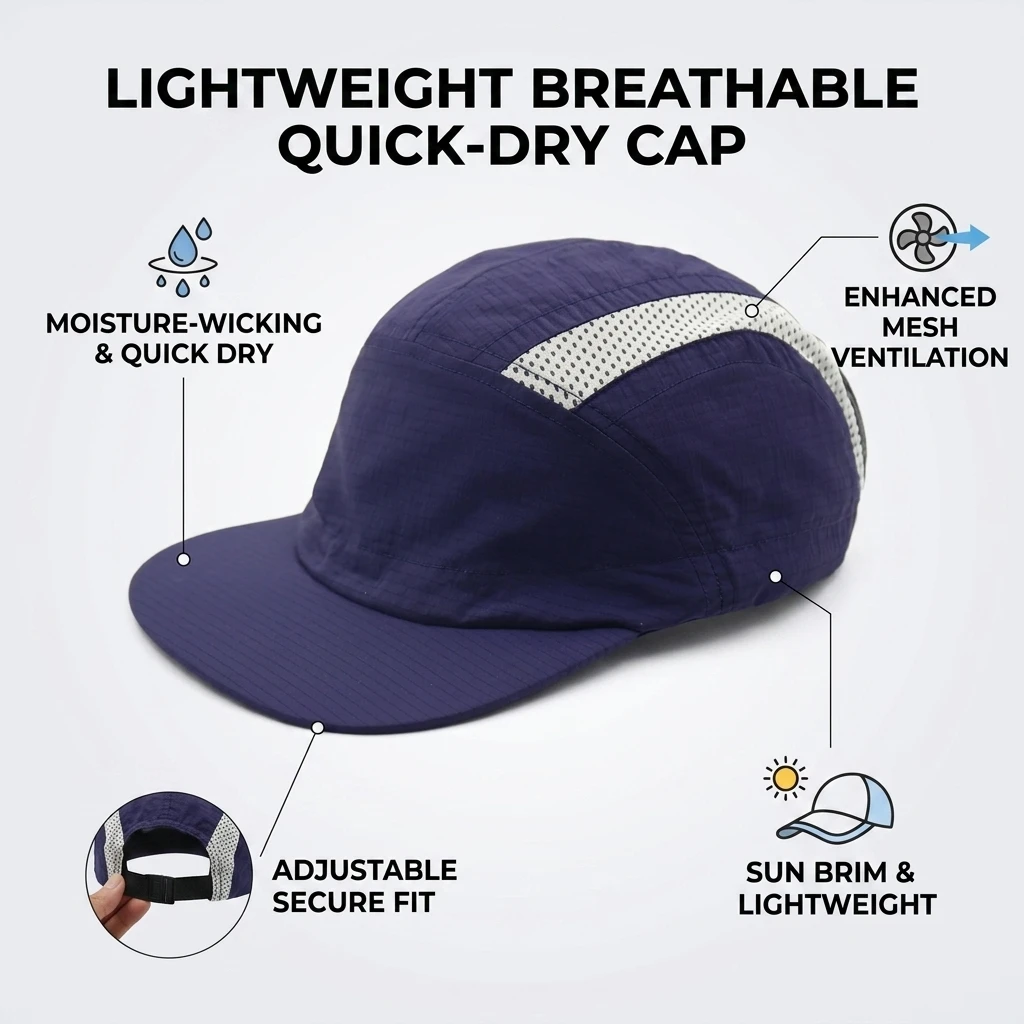 Gorra secado rápido con malla transpirable y protección solar - imagen 4