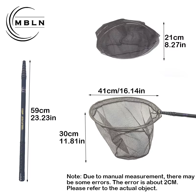 Red Telescópica Carbono MBLN – Malla Goma para Pesca desde Barco - imagen 2