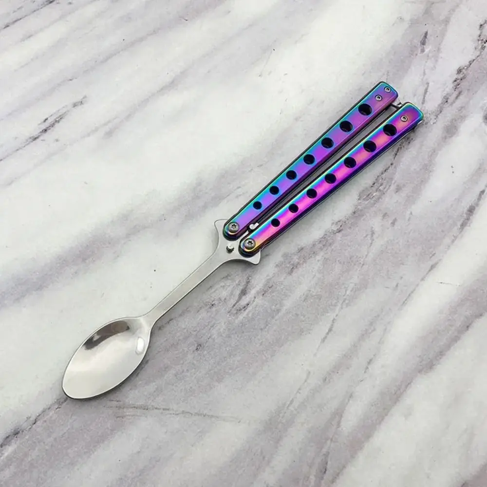 Cubiertos plegables de acero inox con diseño mariposa para camping - imagen 3
