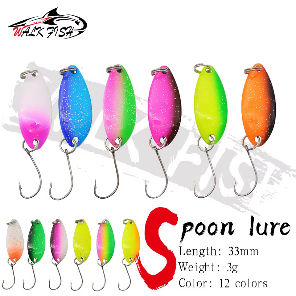 Cuchara giratoria Walk Fish 33mm con lentejuelas 3g