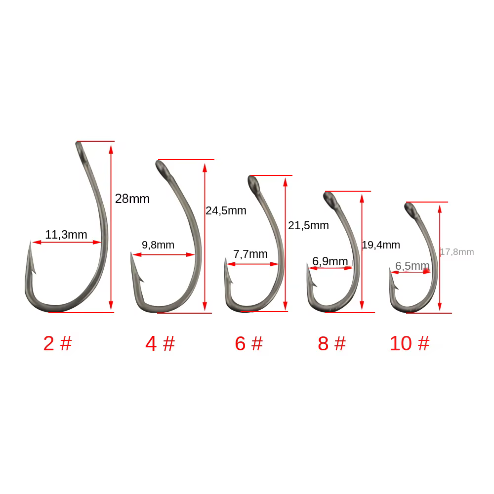 Anzuelo X501 de púas para carpa – Acero inoxidable PTFE alto carbono - imagen 2